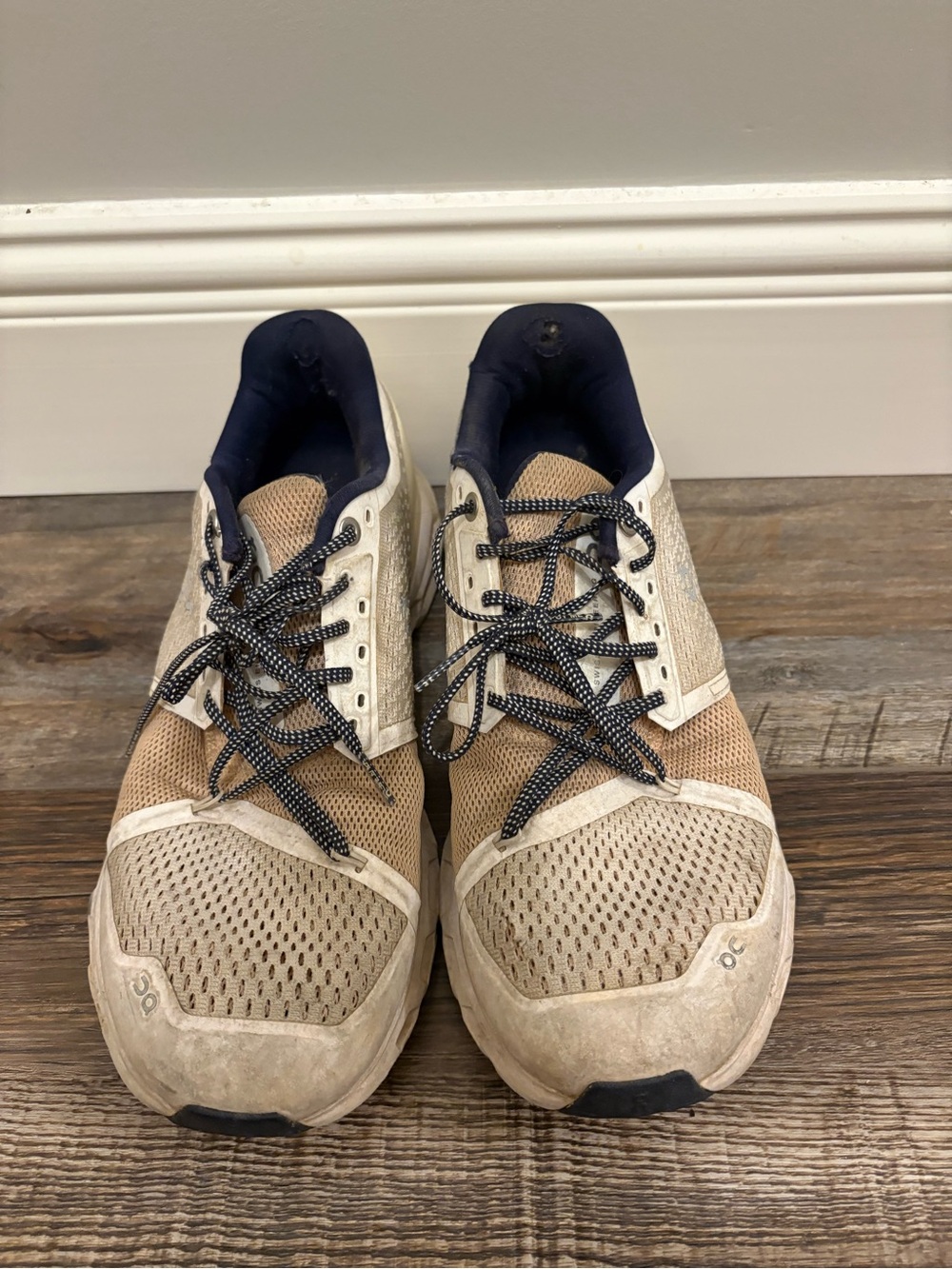 Light Beige and Navy Women’s Athletic Sneakers